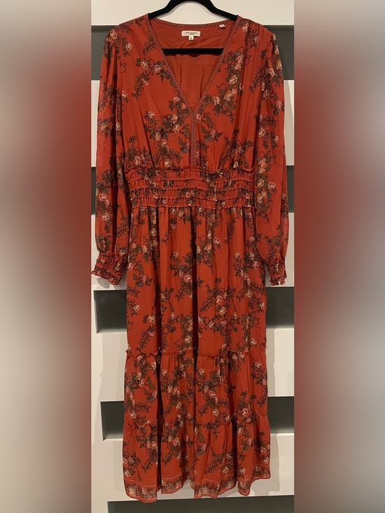 Max Studio Dresses & Skirts - Max Studio Rust Floral Long-Sleeve Maxi Dress